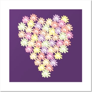 Daisy Smiley Faces Heart for Valentines Day Posters and Art